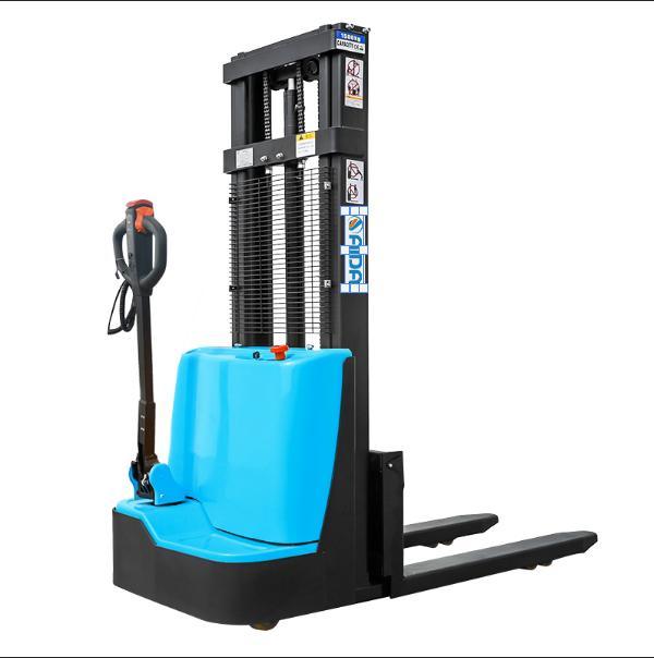 Yürüyüşçü Elektrikli Yüklemeci Forklift 1200kg Kapasite DC Motoru Straddle Forklift Yüklemeci 0