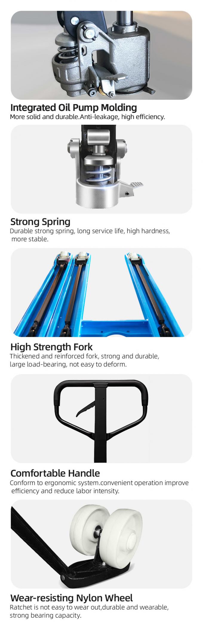 El Palet Kamyonu Jack 2000kg 550mm Çatal Genişliği Palet Jack 3000kg 1
