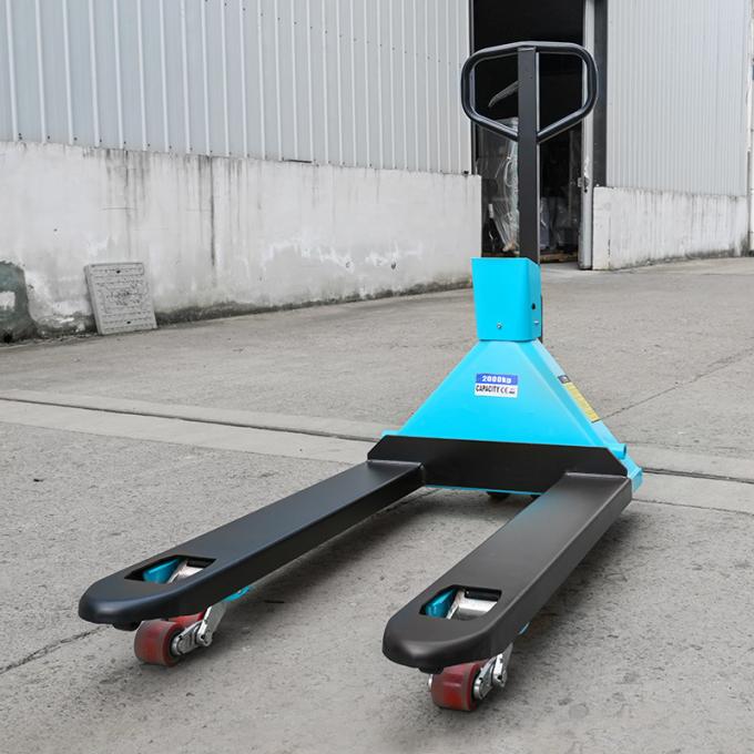 Mavi El İşletilen Palet Kamyonu 2500kg, Printerli El Palet Jack 0