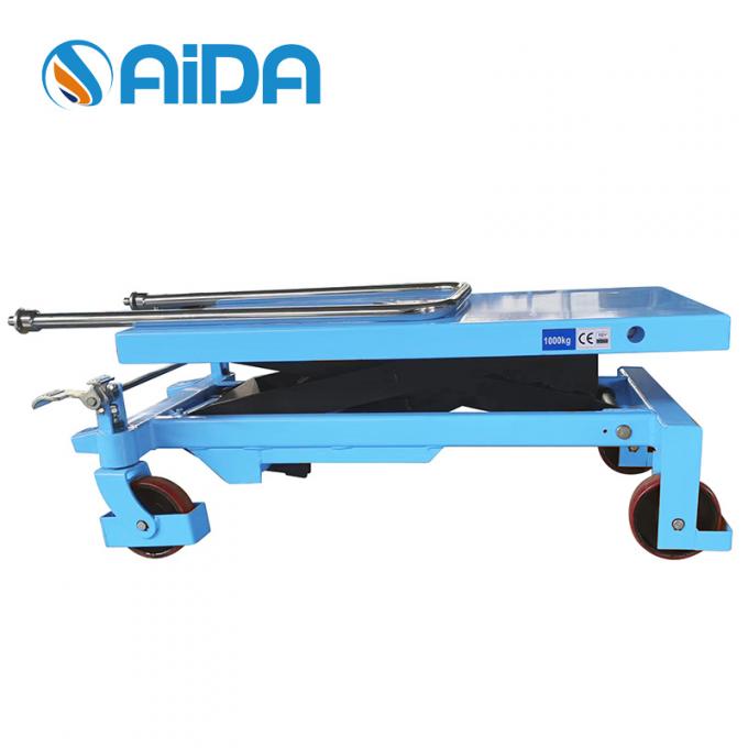 OEM Tek Düzenlenebilir Makaslı Asansör Masası, Küçük Hidrolik Asansör Platformu 1000kg Hidrolik makaslı asansör arabası 0