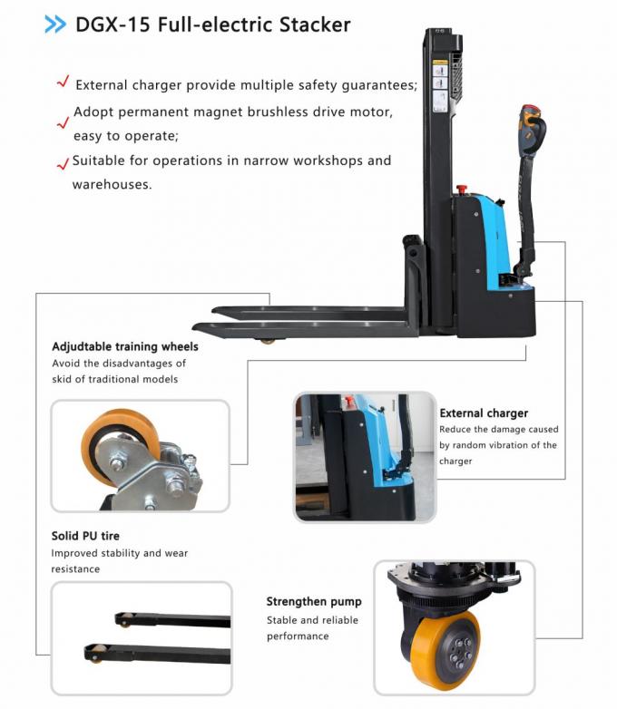 Kurşun Asit Tam Elektrik Yükleyici Pil Yükleyici Forklift Yüksek verimlilik 0