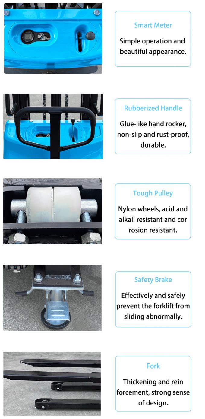 Hidrolik Elektrikli Pallet Jack Arkasında Yürüyüş Forklift 1t Straddle 1