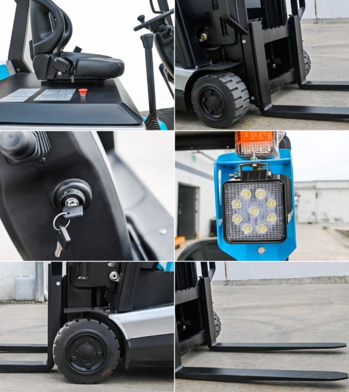 Lityum İyon Mini Elektrikli Güçlü Forklift 3000mm Asansör Yükseklik Oturuş Elektrikli Forklift 1