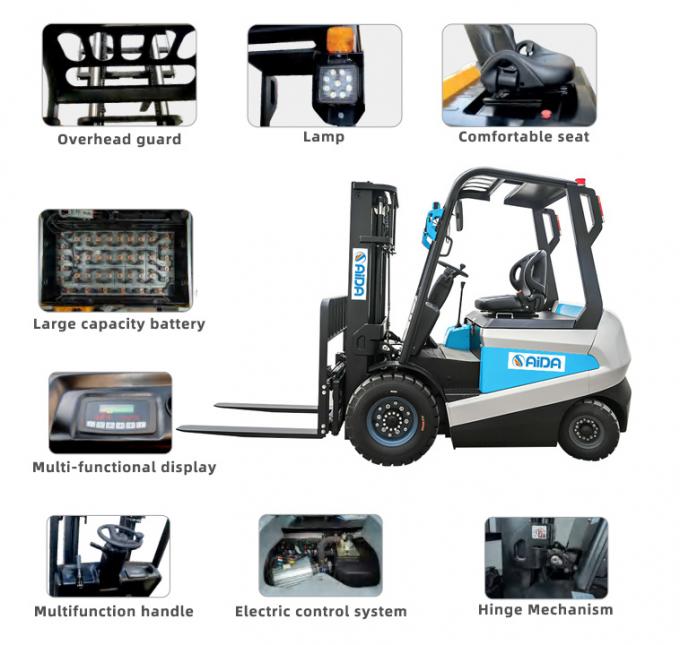 Lityum İyon Mini Elektrikli Güçlü Forklift 3000mm Asansör Yükseklik Oturuş Elektrikli Forklift 0