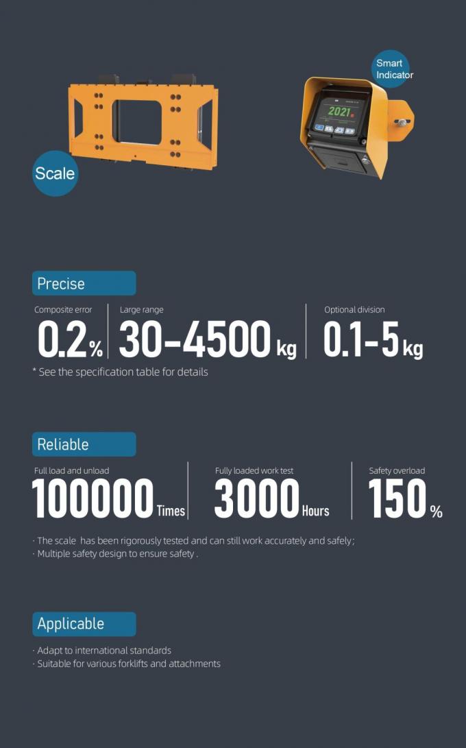 Ağırlık Dijital Çatal Telaş 4500kg Otomatik LCD Ekran Çatal yük ağırlığı göstergesi 4